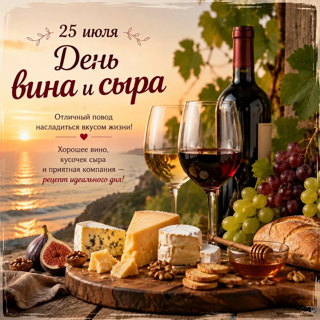 🧀🍷День вина и сыра отмечается ежегодно 25 июля.

Этот неофициальный гастрономический праздник посв