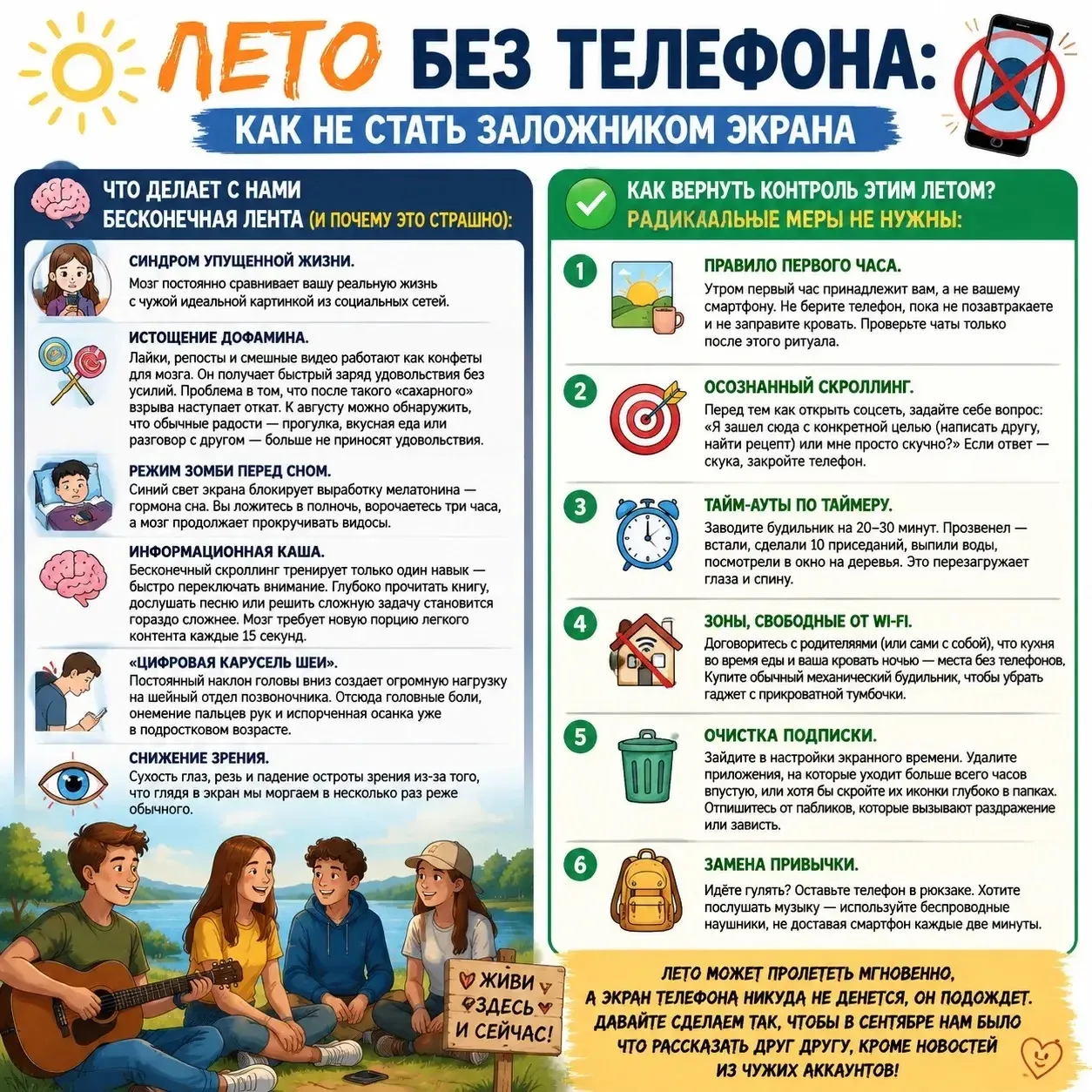 🌞 Лето без телефона: как не стать заложником экрана

☀️Лето — это время, когда мы обещаем себе высп