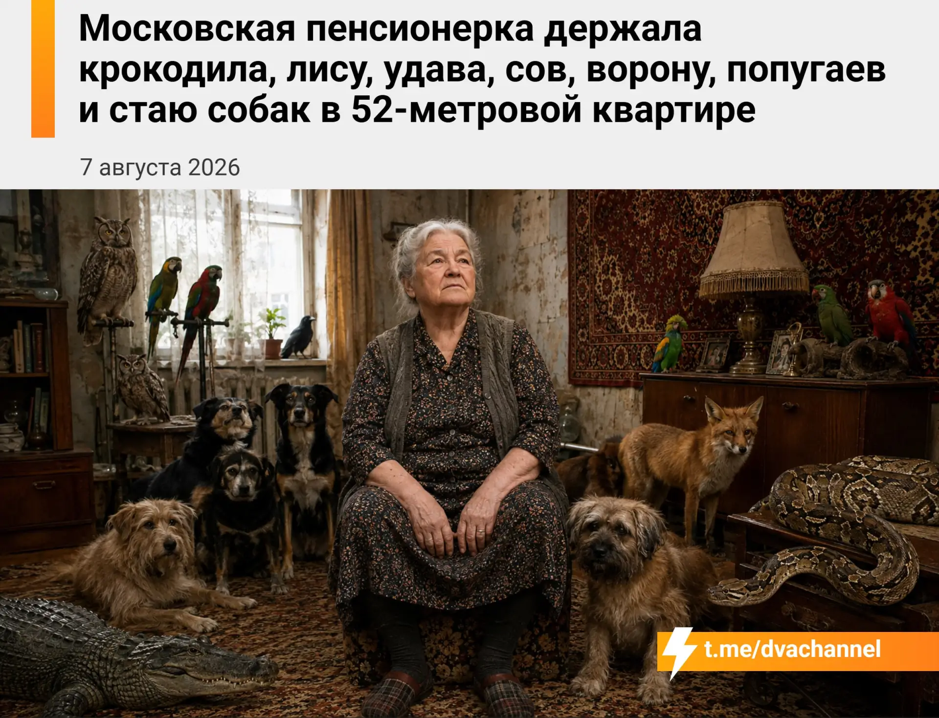 Московская пенсионерка держала в 52-метровой квартире почти 30 животных: крокодила, уда...