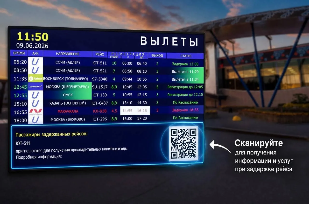 В аэропорту Сургута пассажиров будут информировать о положенных им напитках и питании в случае задер