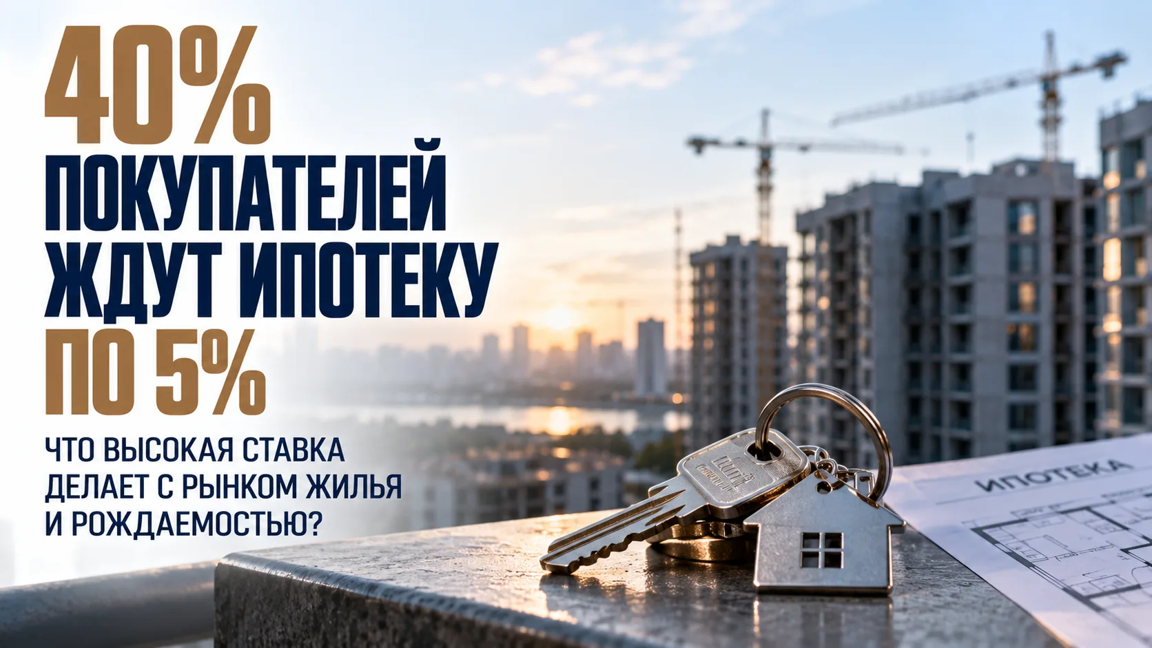40% покупателей ждут ипотеку по 5%. Что высокая ставка делает с рынком жилья и рождаемо...