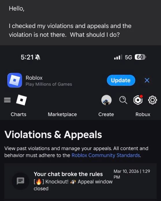 🚨 Roblox сломал систему апелляций!

Теперь некоторые игроки вообще не могут обжаловать блокировку с