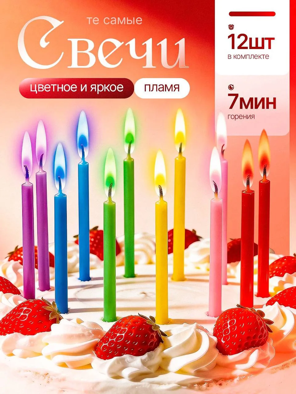 🛍 СВЕЧИ для торта с цветным пламенем