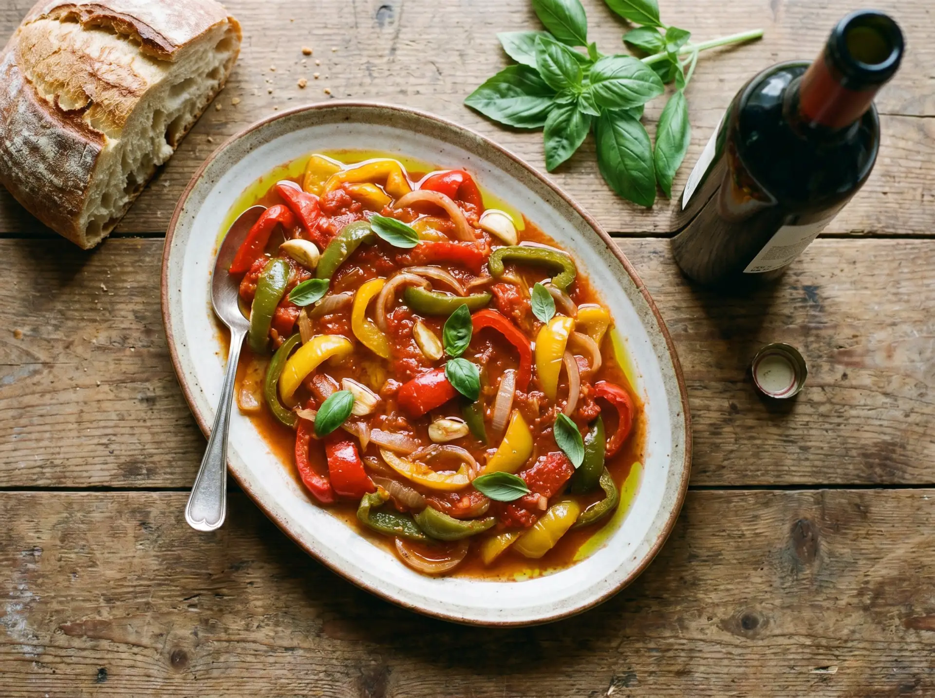 Пеппероната 🇮🇹🌶️

Ингредиенты: 
- Болгарский перец (красный) 🌶️ — 300 г;  
- Болгарский перец (з