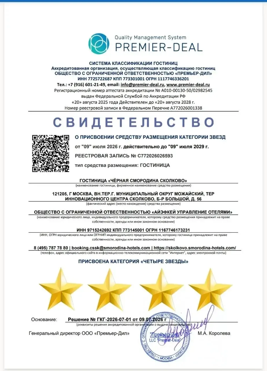 Отель Чёрная Смородина 4 звезды.