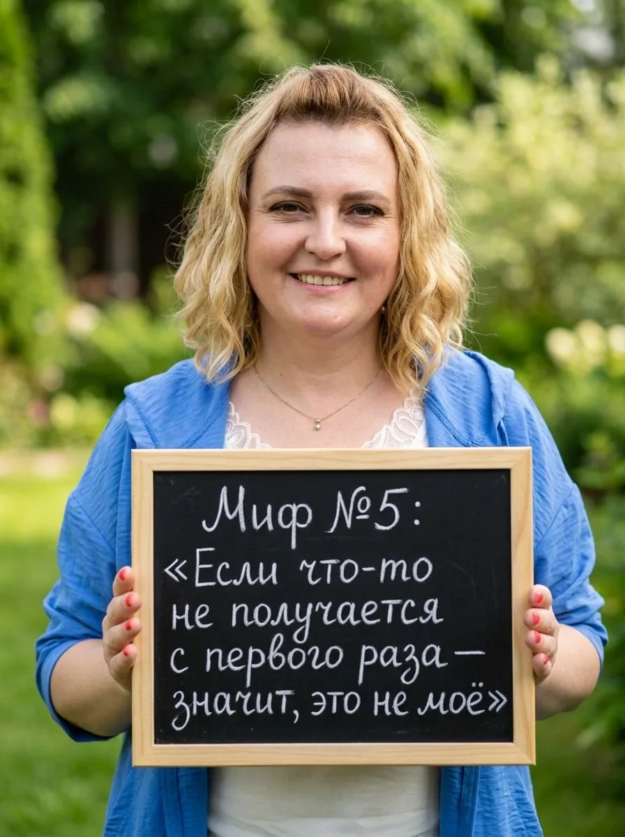 🔥 Миф №5: «Если что-то не получается с первого раза — значит, это не моё»

Одна попытка. Две. Три. 