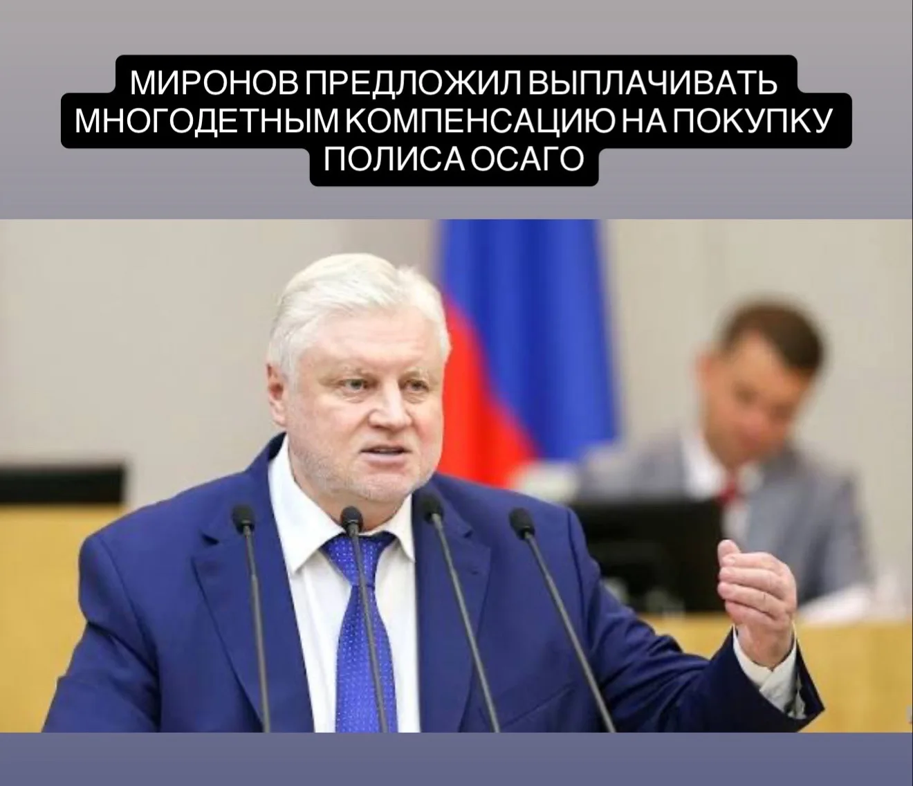 Лидер партии «Справедливая Россия» Сергей Миронов предложил компенсировать многодетным семьям 100% с