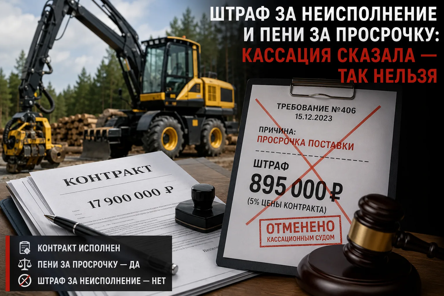 Штраф за неисполнение и пени за просрочку: кассация сказала — так нельзя