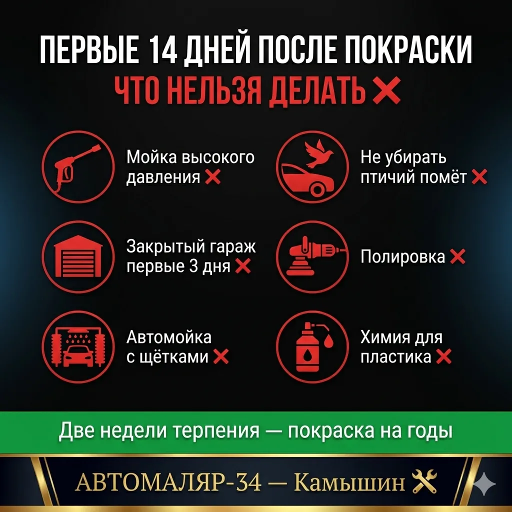 🎨 Покрасили машину — и сразу в мойку? Стоп.