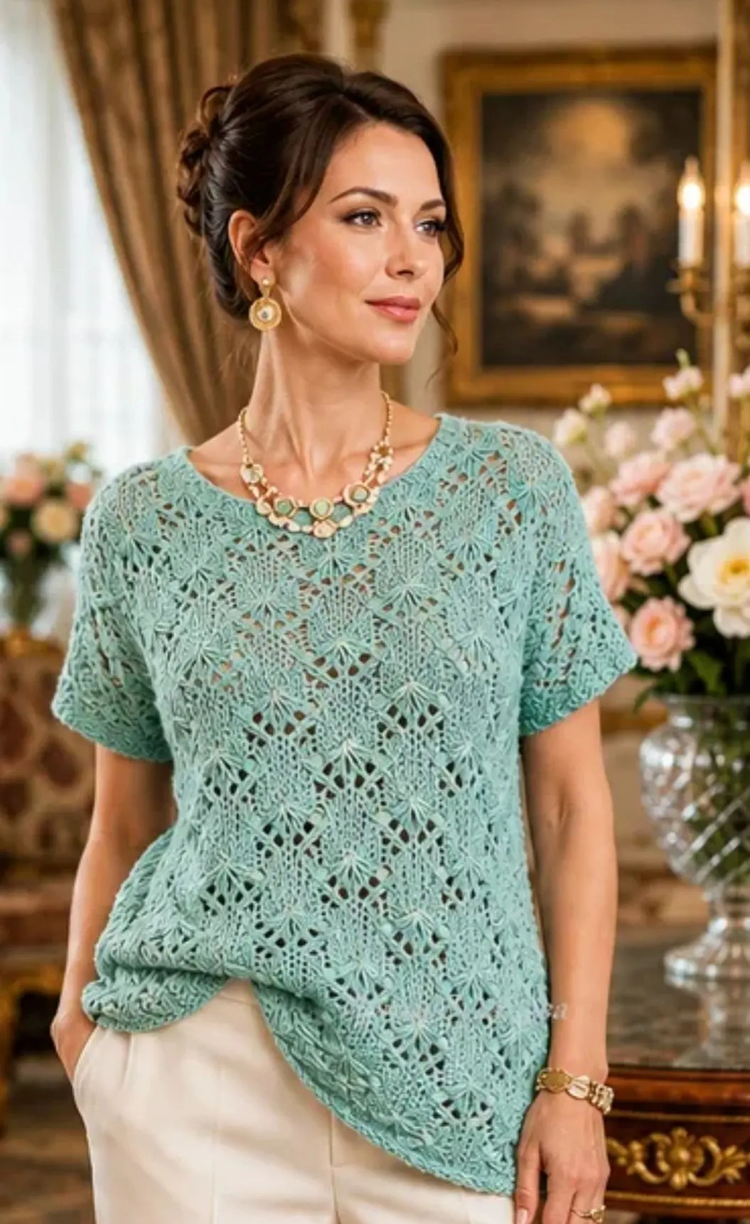 Топ нежным ажурным узором🧶