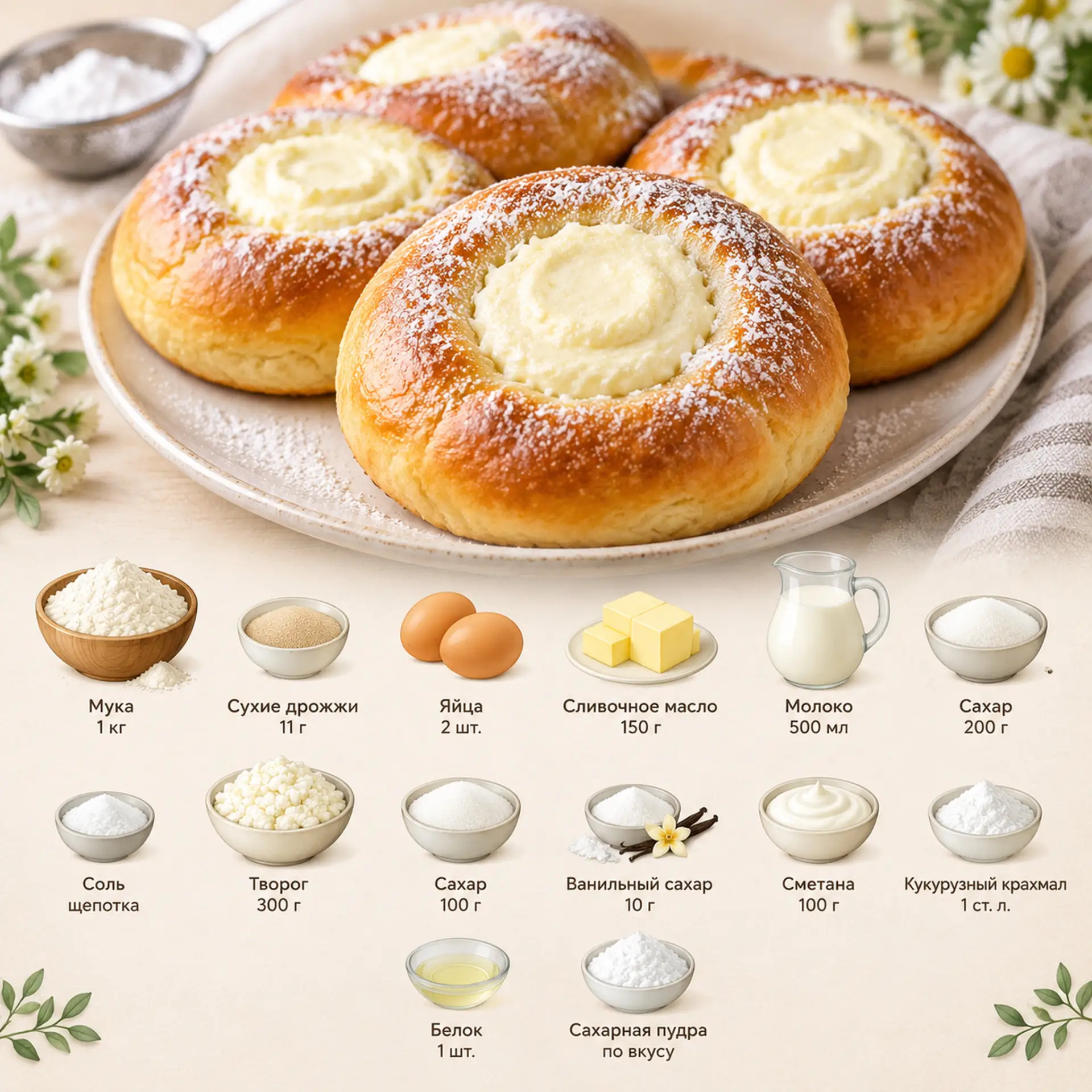 Домашние ватрушки с творогом 🤤