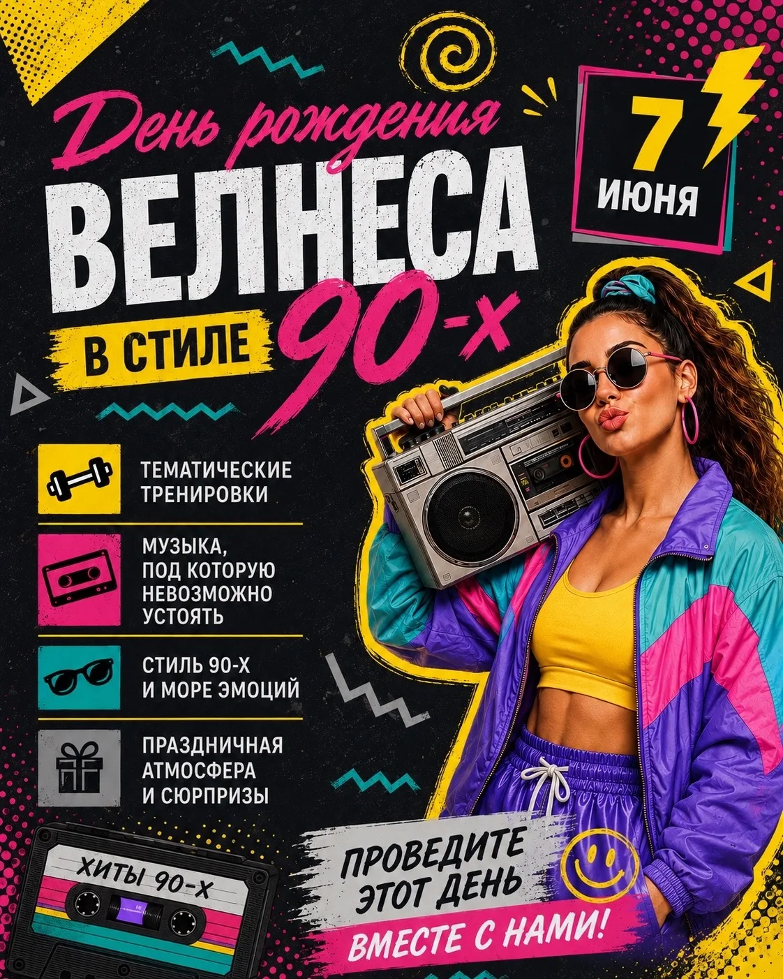 🔥 День рождения Велнеса в стиле 90-х 🔥