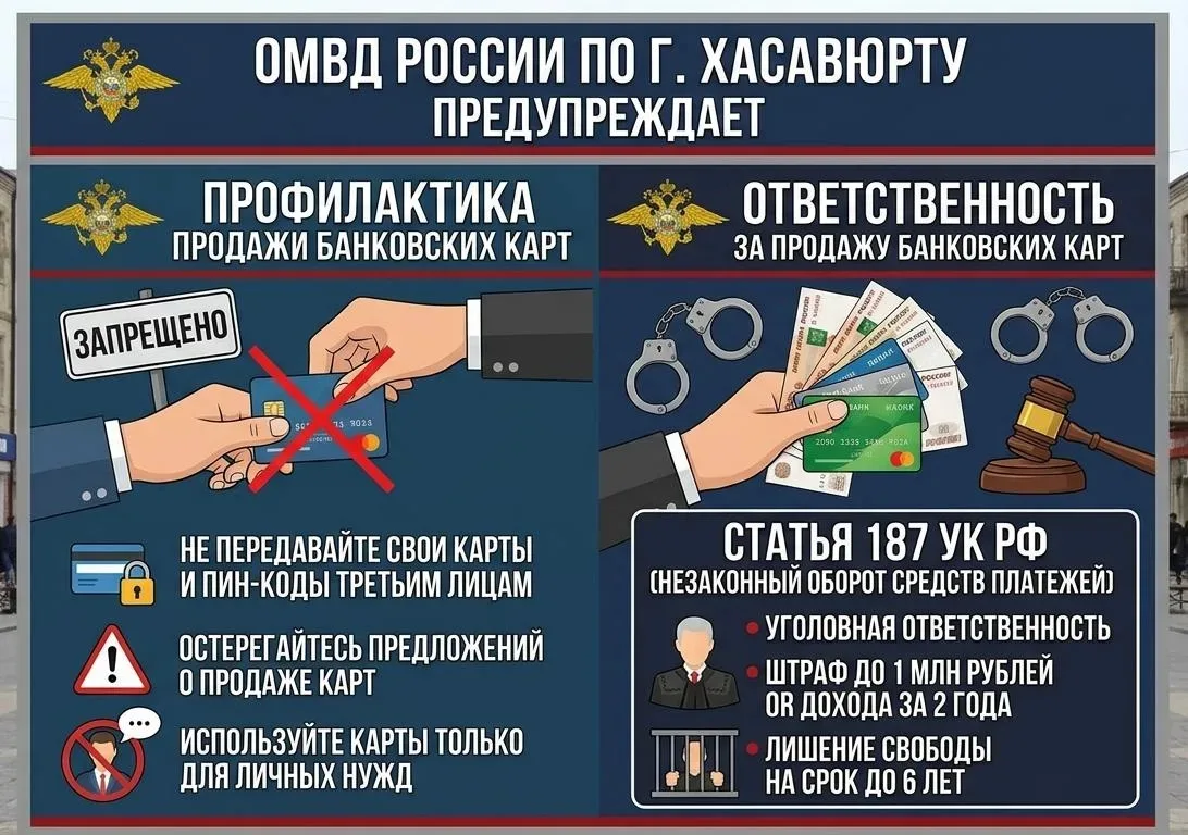 ​📢 ОМВД России по г. Хасавюрту предупреждает: твоя карта — не товар!