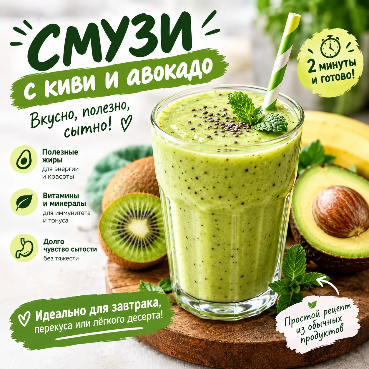 🥝 СМУЗИ, КОТОРЫЙ ХОЧЕТСЯ ГОТОВИТЬ КАЖДОЕ УТРО