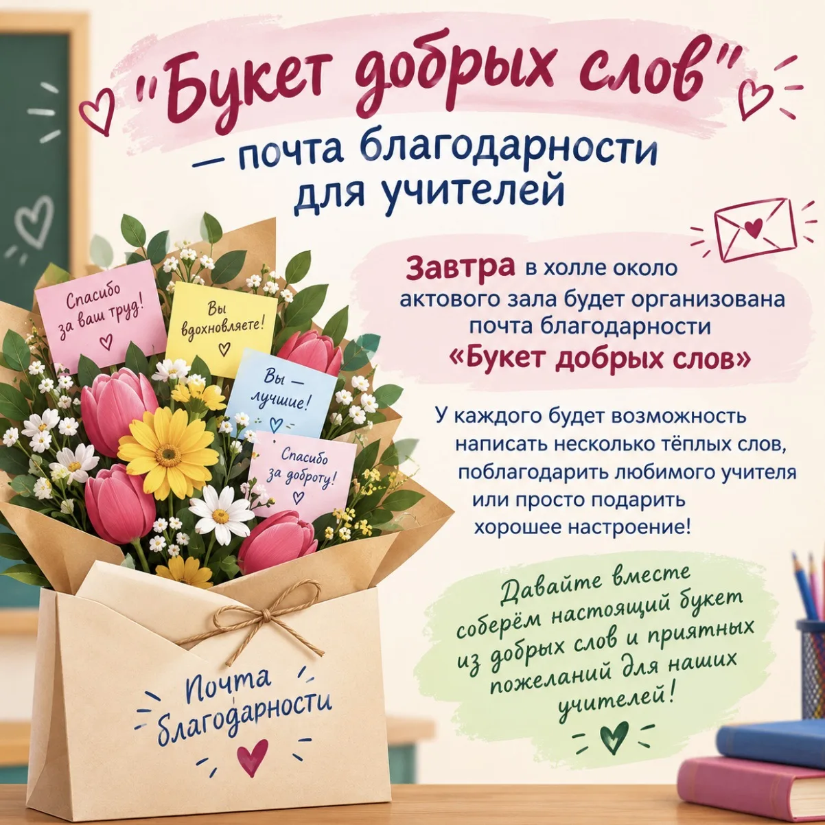 🌷 «Букет добрых слов» — почта благодарности для учителей