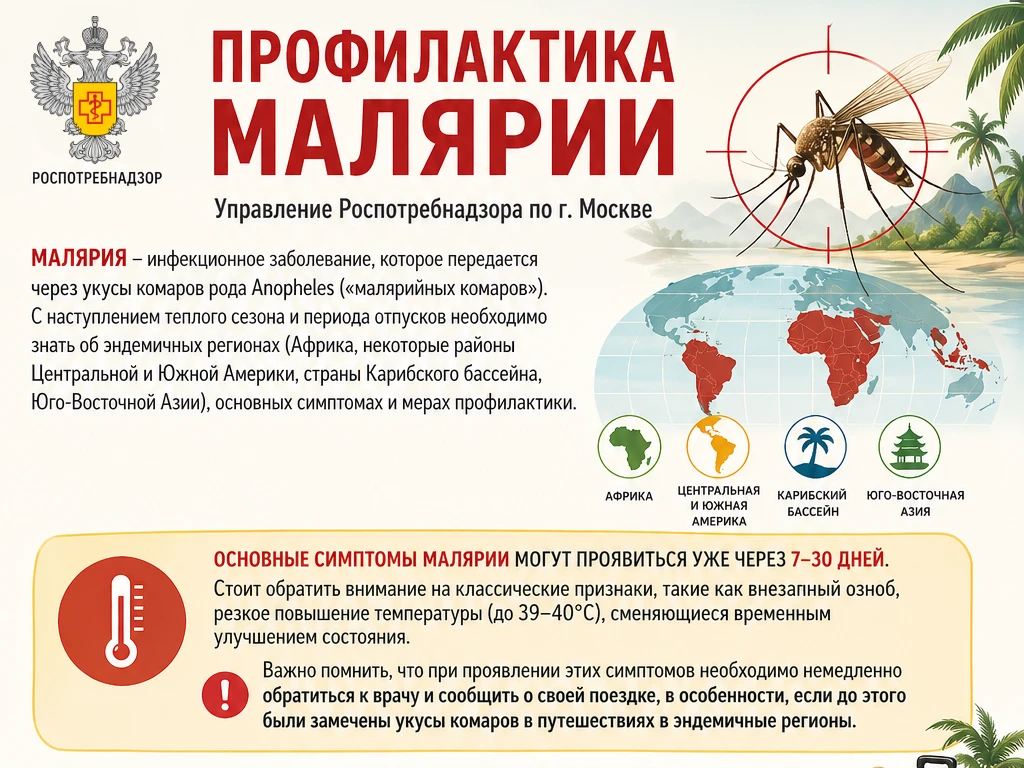 Профилактика малярии  ➡️ Малярия – инфекционное заболевание, которое передается через укусы комаров 