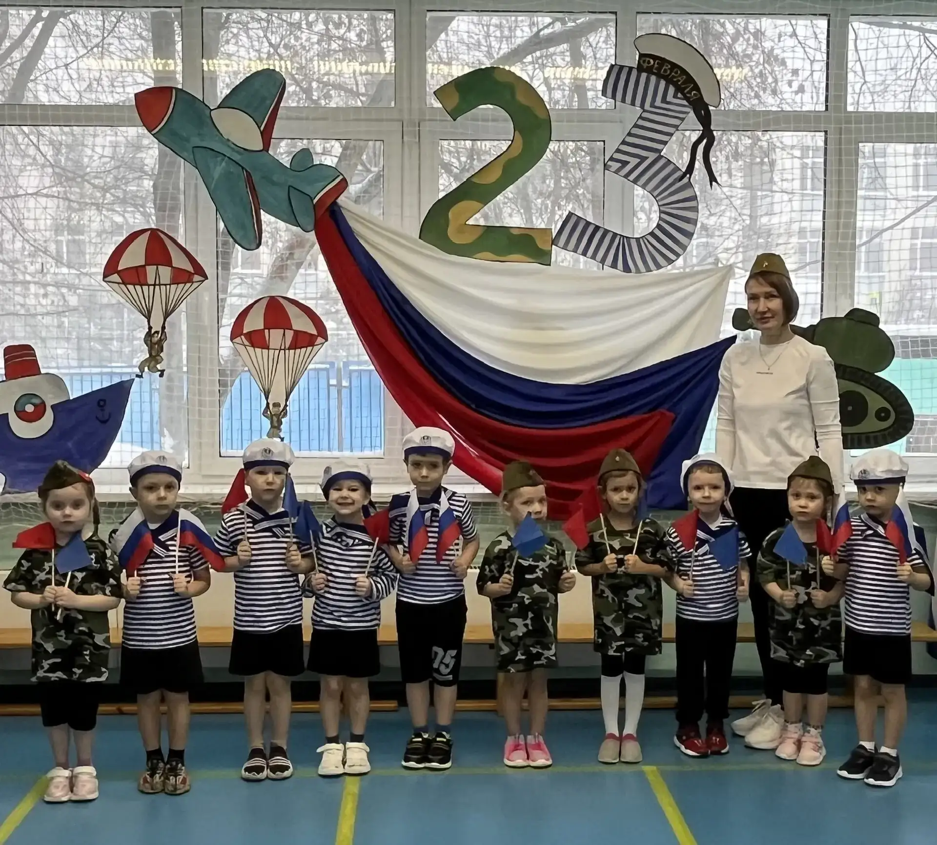 💪 Спортивный досуг ко Дню защитника Отечества  👫 В наших дошкольных группах прошёл спортивный праздн