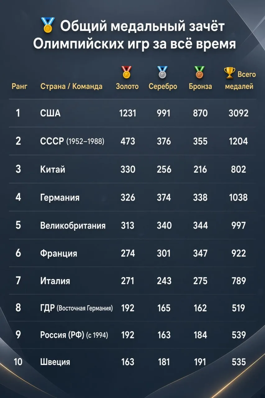 Читая новости о том, как Россия побеждает на различных соревнованиях, вспоминается факт.