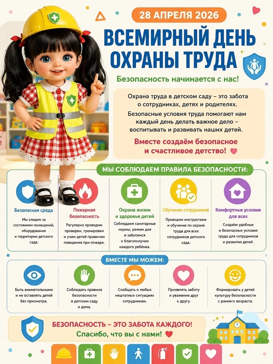 2️⃣8️⃣ апреля - Всемирный день охраны труда.
Нет ничего более ценного, чем жизнь и здоровье!
В групп