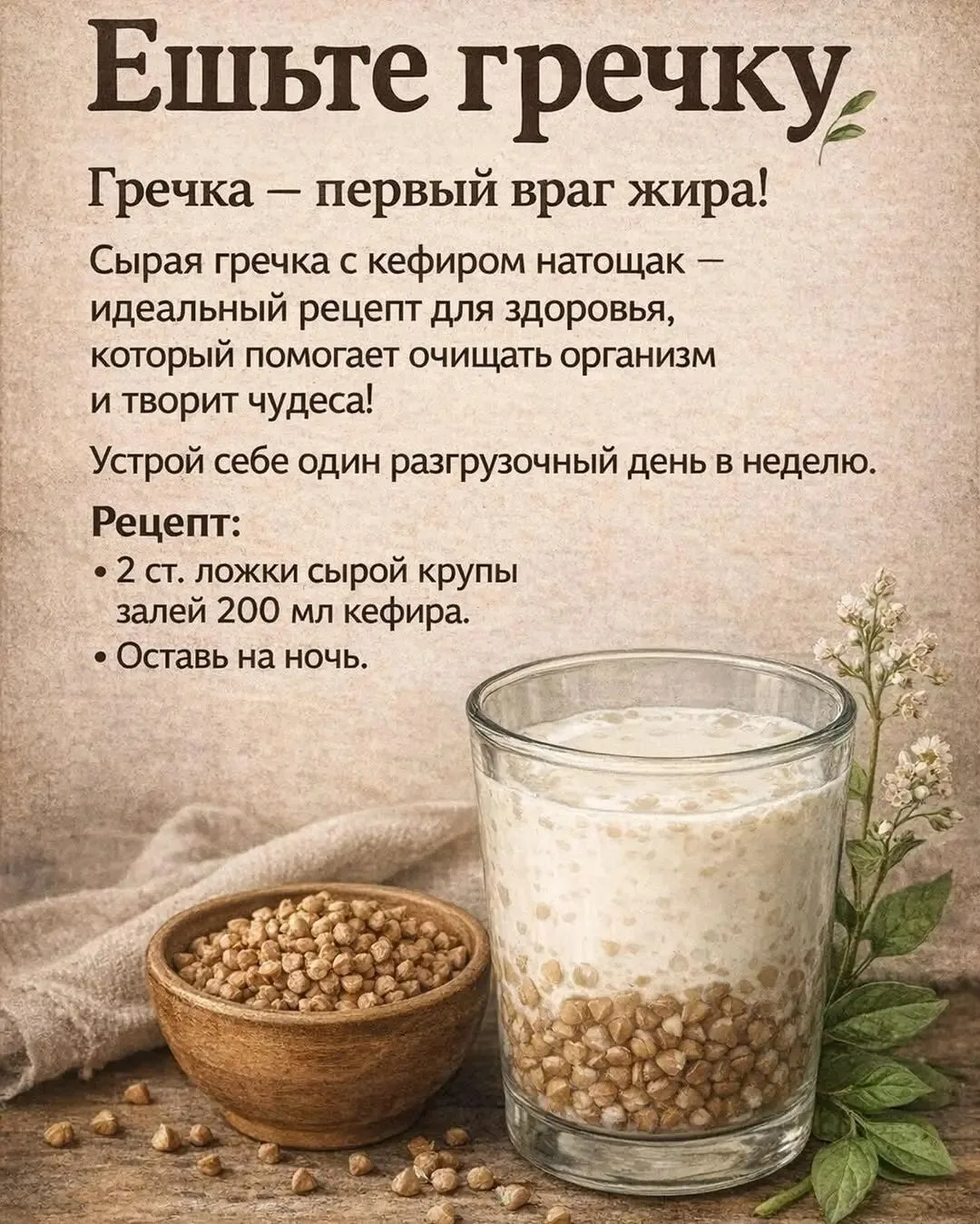 ☝Добавь гречку в рацион — и лёгкость не заставит себя ждать.
Это не просто привычная крупа, а источн