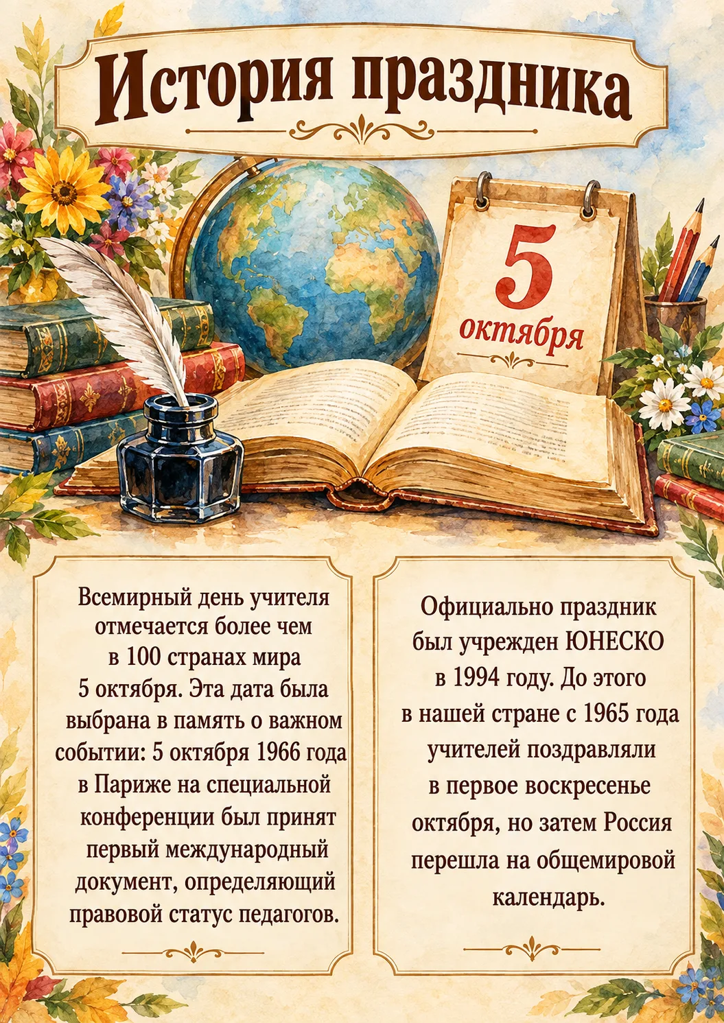 🍂Информационные плакаты ко Дню учителя!⭐️