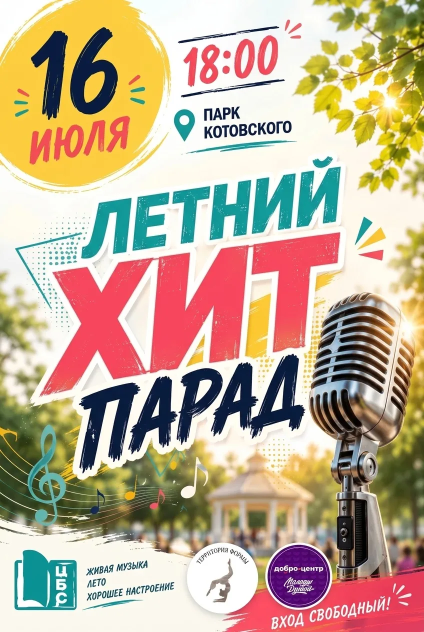 🎉 «Летний хит‑парад»🎉

Друзья, приглашаем всех 16 июля в 18:00 на яркий и душевный праздник! Будет