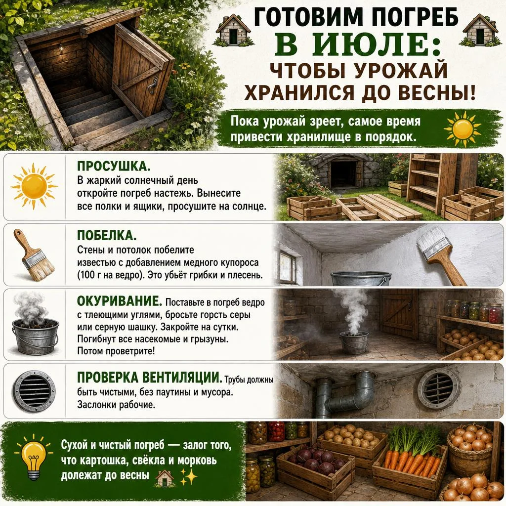 🏚️ ГОТОВИМ ПОГРЕБ В ИЮЛЕ: ЧТОБЫ УРОЖАЙ ХРАНИЛСЯ ДО ВЕСНЫ! 🏚️

Пока урожай зреет, самое время приве