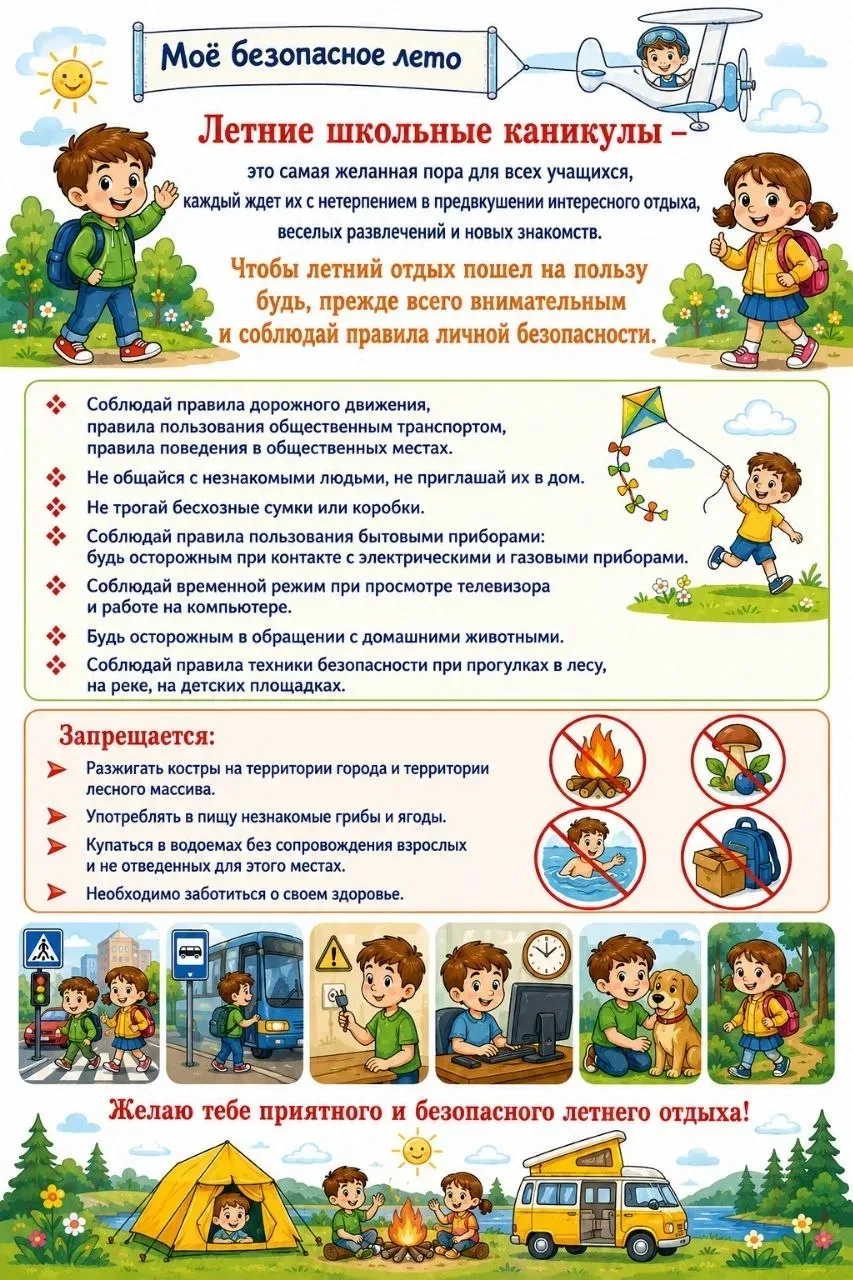 ☀️ Памятка на летние каникулы🏞️.             🌿🐞🐝🦋🌺☀️🪲☘️🍉🎋🌊🐬🐠