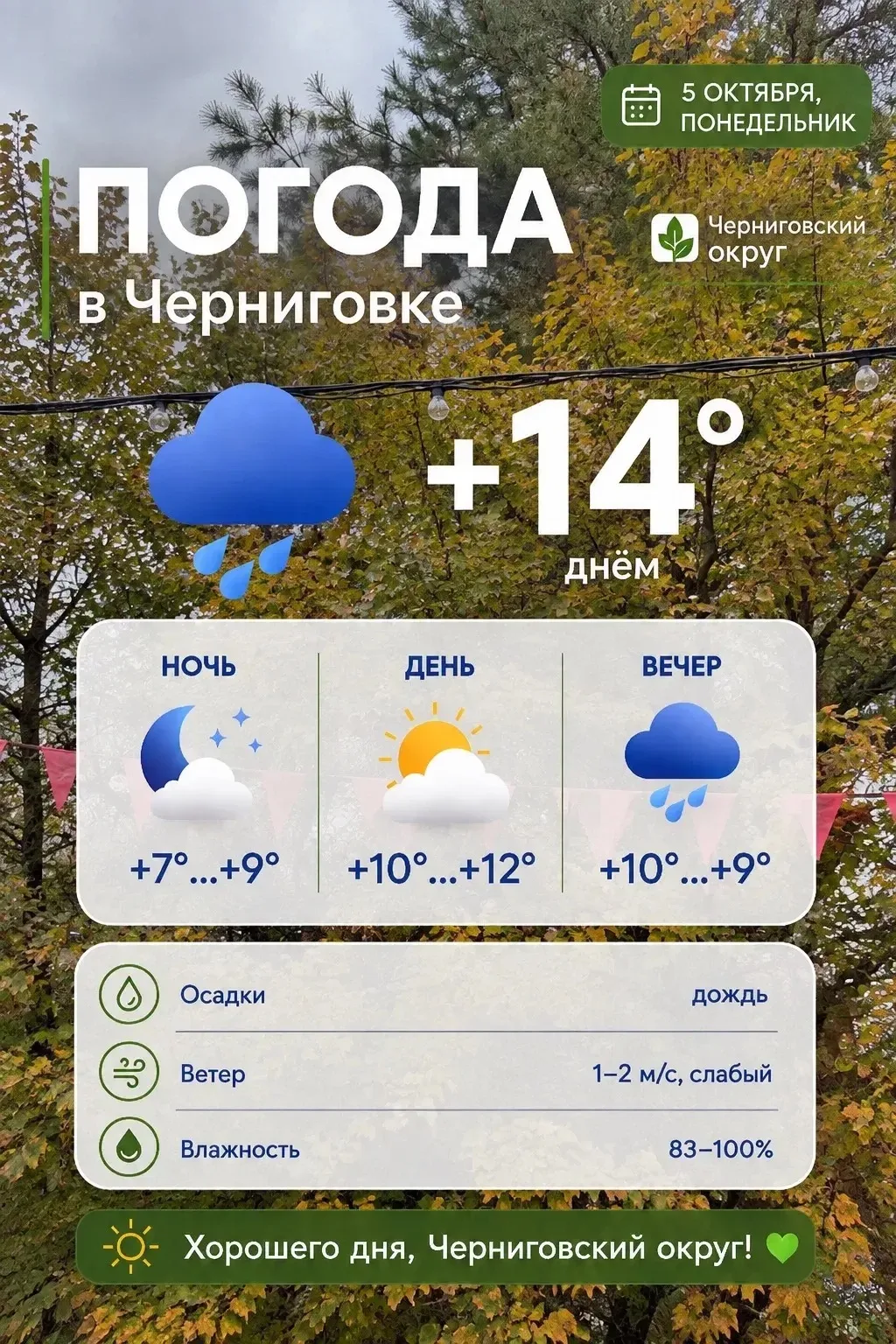 ☀️ Доброе утро, жители Черниговского округа!