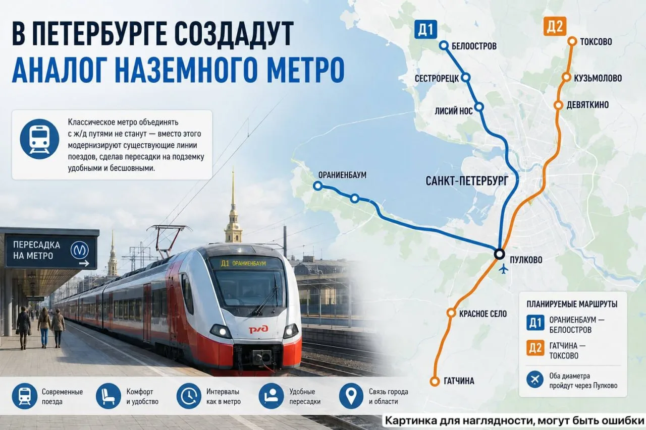 В Петербурге появится аналог наземного метро 🚆

Власти планируют запустить два железнодорожных диам