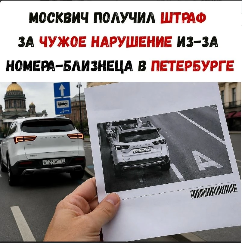 Жителю Москвы выписали штраф за чужое нарушение ПДД — его «двойник» по госномеру ездил ...