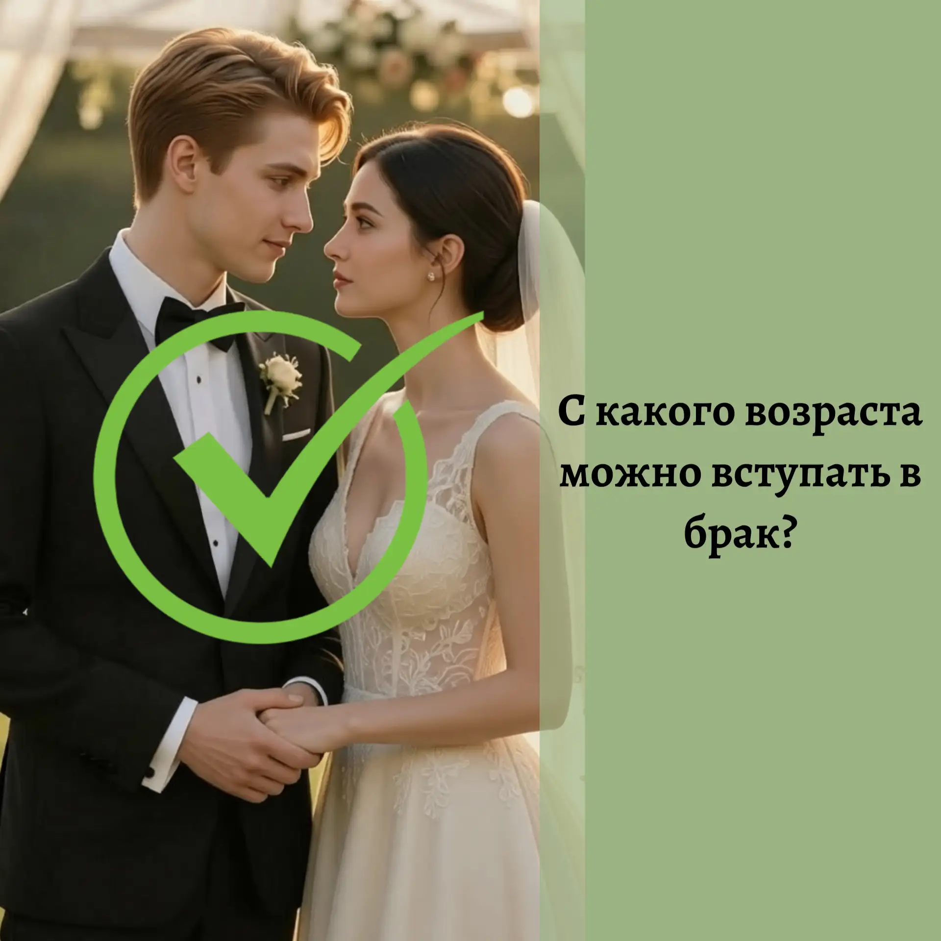 ✅18 лет - возраст вступления в брак (установлен Семейным кодексом Российской Федерации).
Но, в виде 