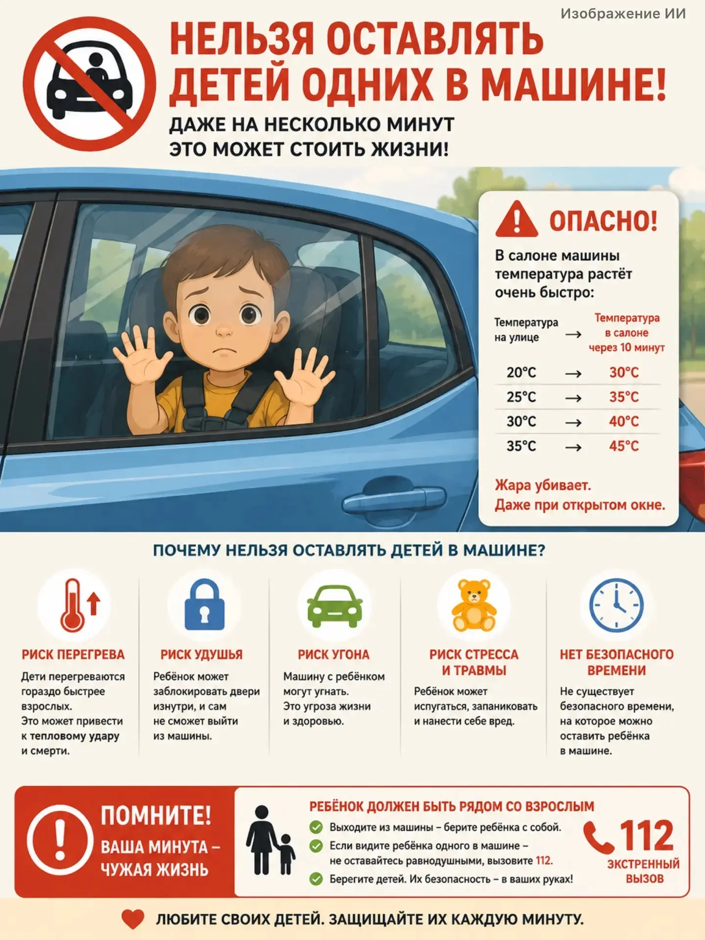 Уважаемые взрослые! Лето — время радости и тепла, но для самых маленьких оно таит смертельную опасно