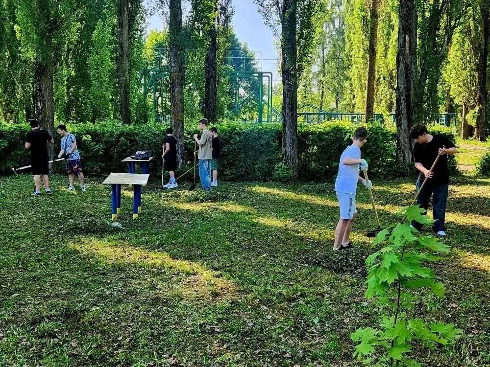 Сегодня 8 В класс, вооружившись граблями, метлами, мешками, перчатками и отличным настроением, приве