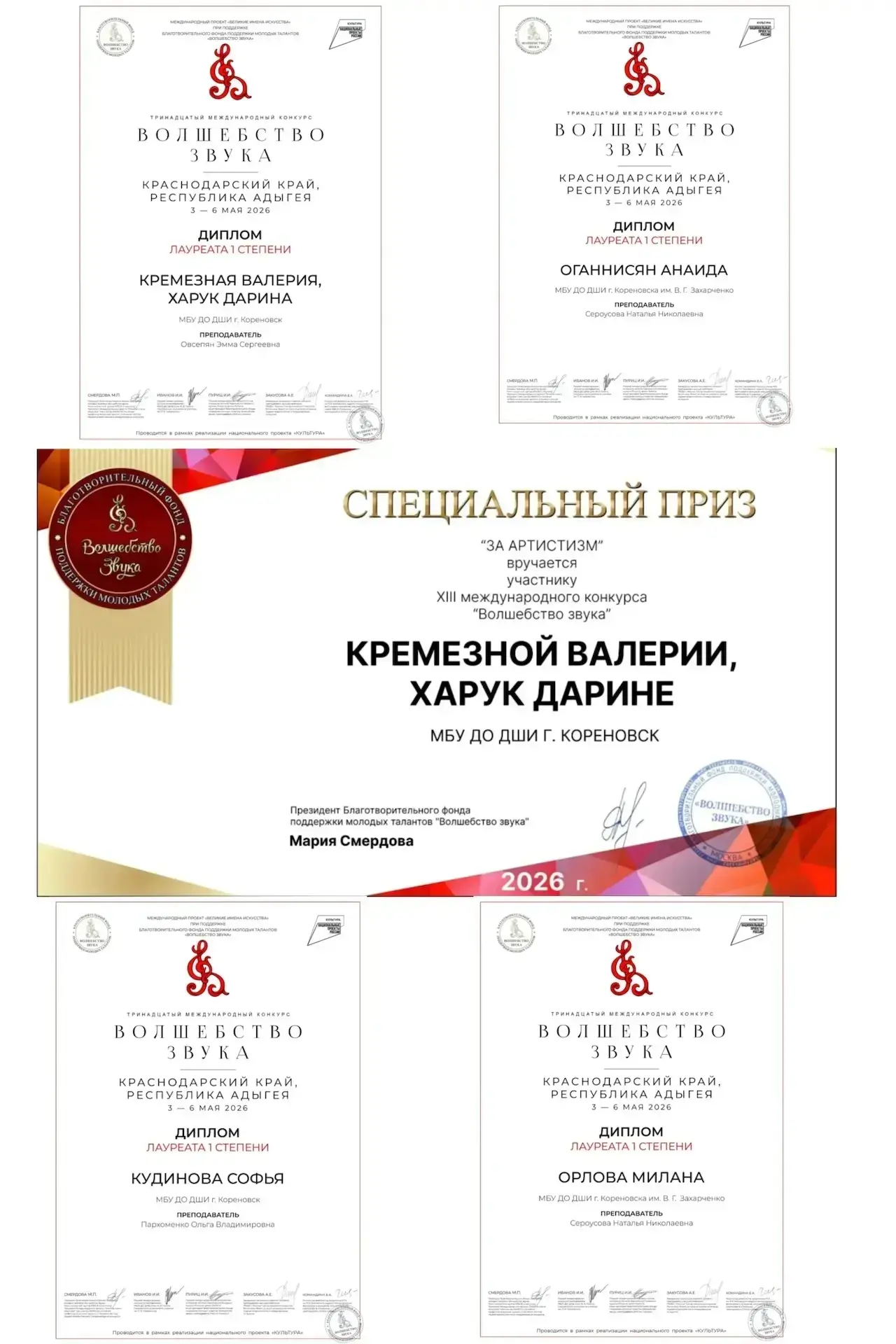 🎵 Подведены итоги XIII международного конкурса «Волшебство звука»! ✨  В Кореновской детской школе ис