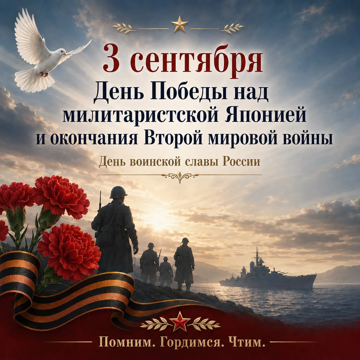 🕊️ 3 сентября - День Победы над милитаристской Японией и окончания Второй Мировой войны