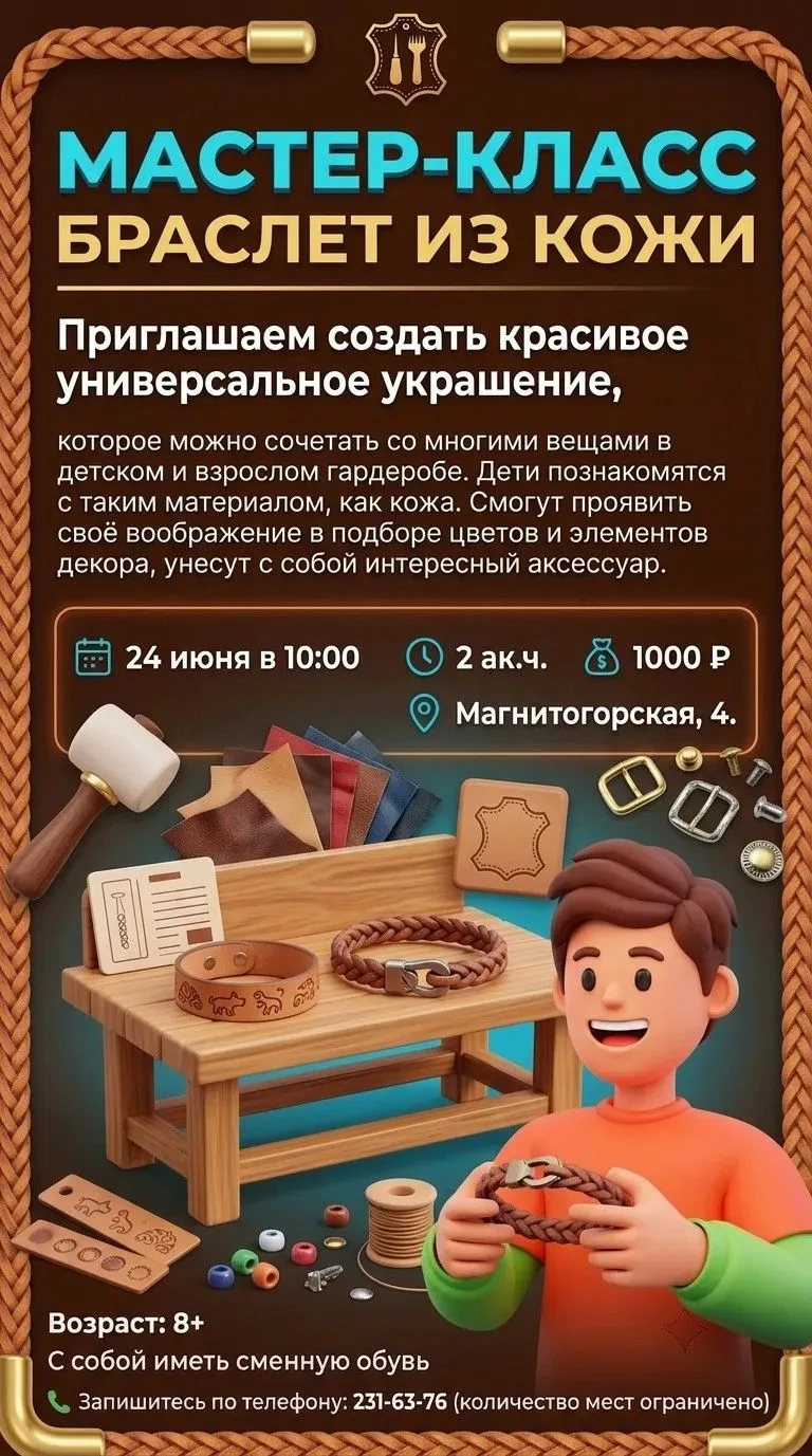 Создай стильный аксессуар своими руками! Мастер-класс «Браслет из кожи»