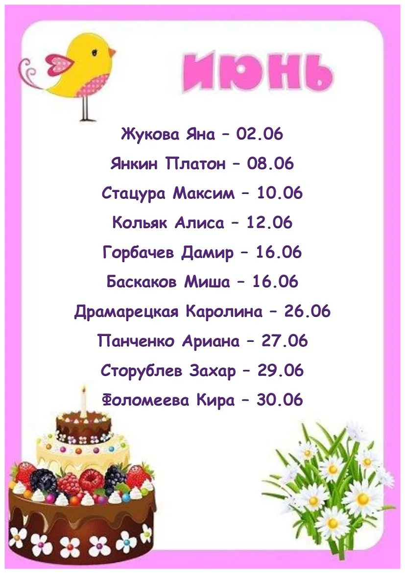 🎉 Поздравляем именинников июня! 🎉