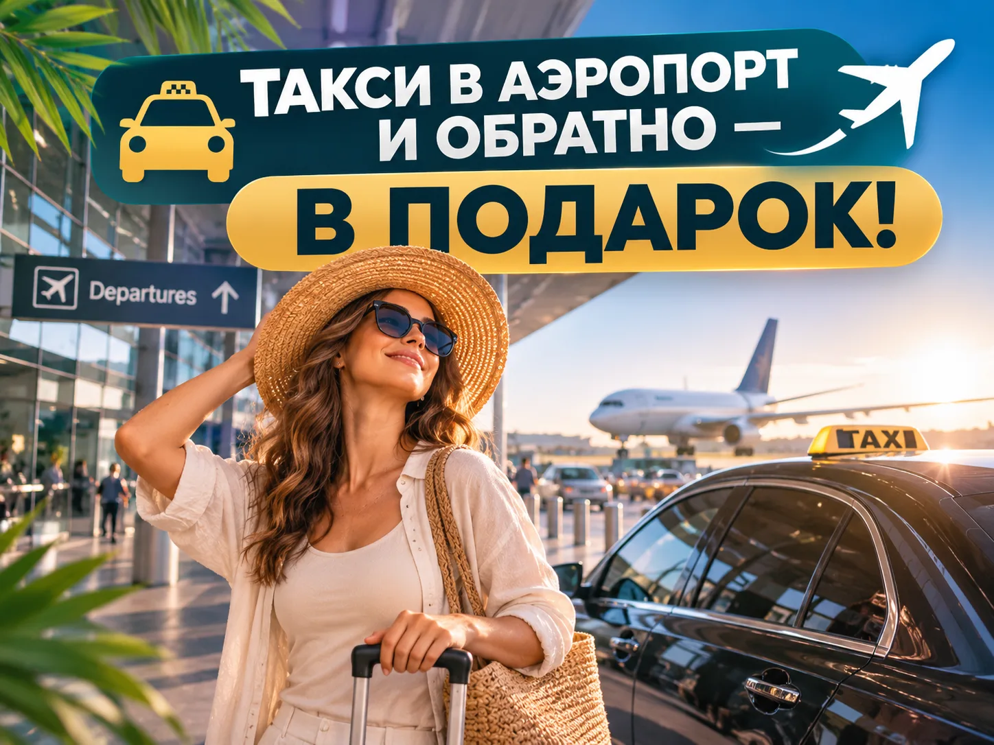 🚕 ТАКСИ В АЭРОПОРТ И ОБРАТНО — В ПОДАРОК! ✈️