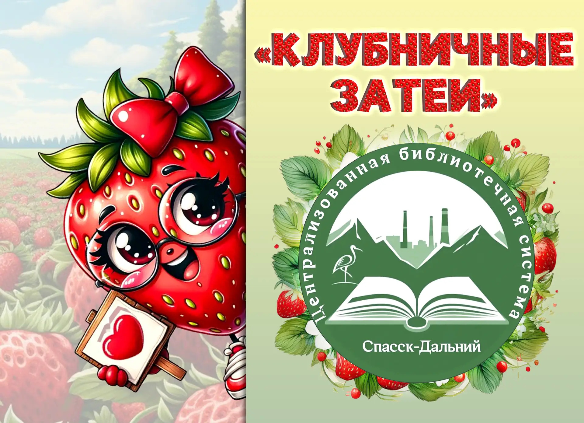🍓 «Клубничные затеи» ждут вас! 🍓
20 июня 2026 года МБУ ЦБС присоединяется к Фестивалю клубники – б