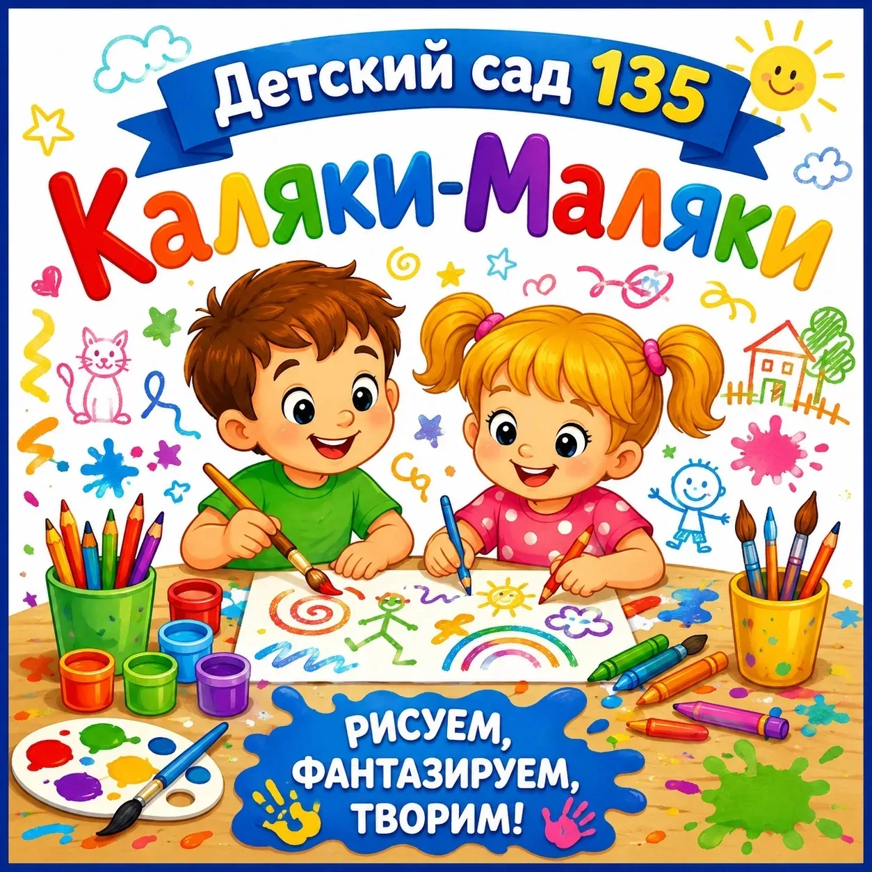 В честь дня России дети из "Каляски-маляки" рисовали при помощи втулки праздничный салю...