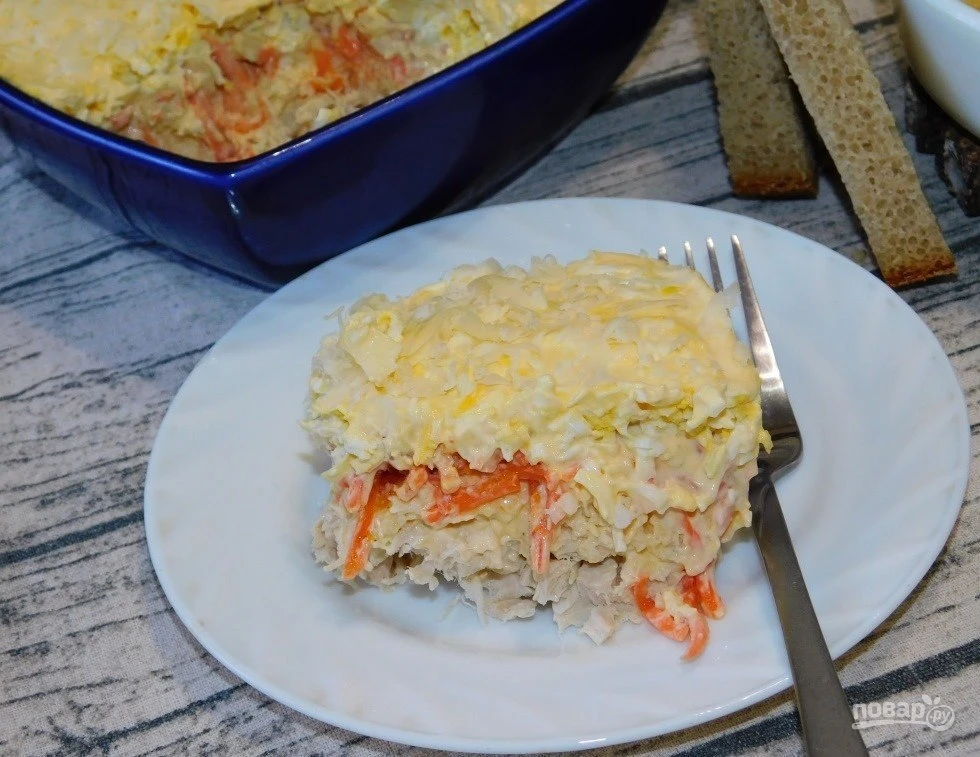САЛАТ С КУРИЦЕЙ, СЫРОМ И МОРКОВЬЮ ПО-КОРЕЙСКИ