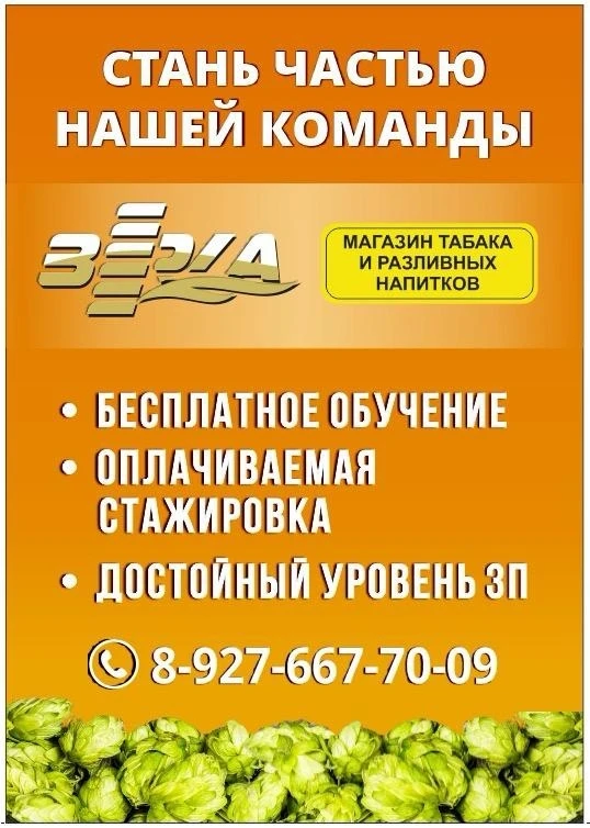 В сеть магазинов “Beerka” требуются продавцы.