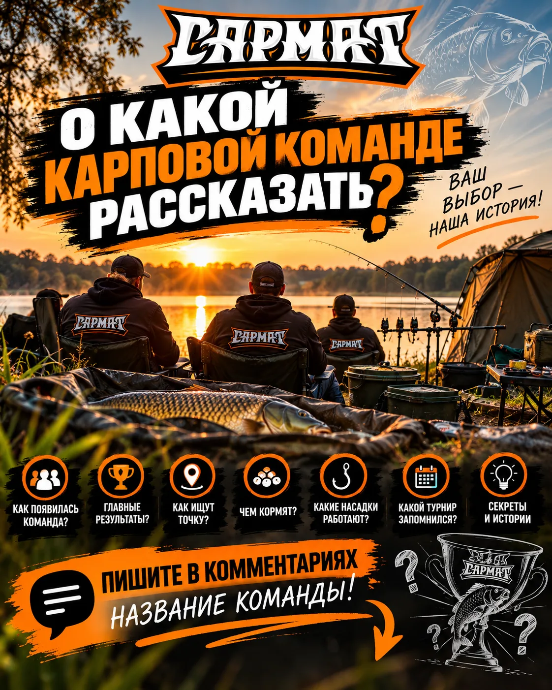 🎣 О КАКОЙ КАРПОВОЙ КОМАНДЕ РАССКАЗАТЬ?