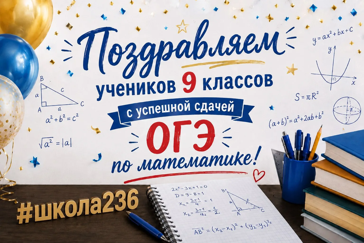 🏆Поздравляем с успешной сдачей ОГЭ по математике!📐

С огромной радостью сообщаем, что пришли первы