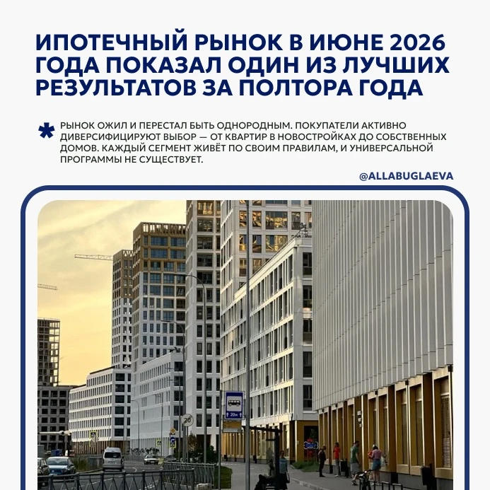 По итогам июня 2026 года российский ипотечный рынок показал мощнейший результат за полт...
