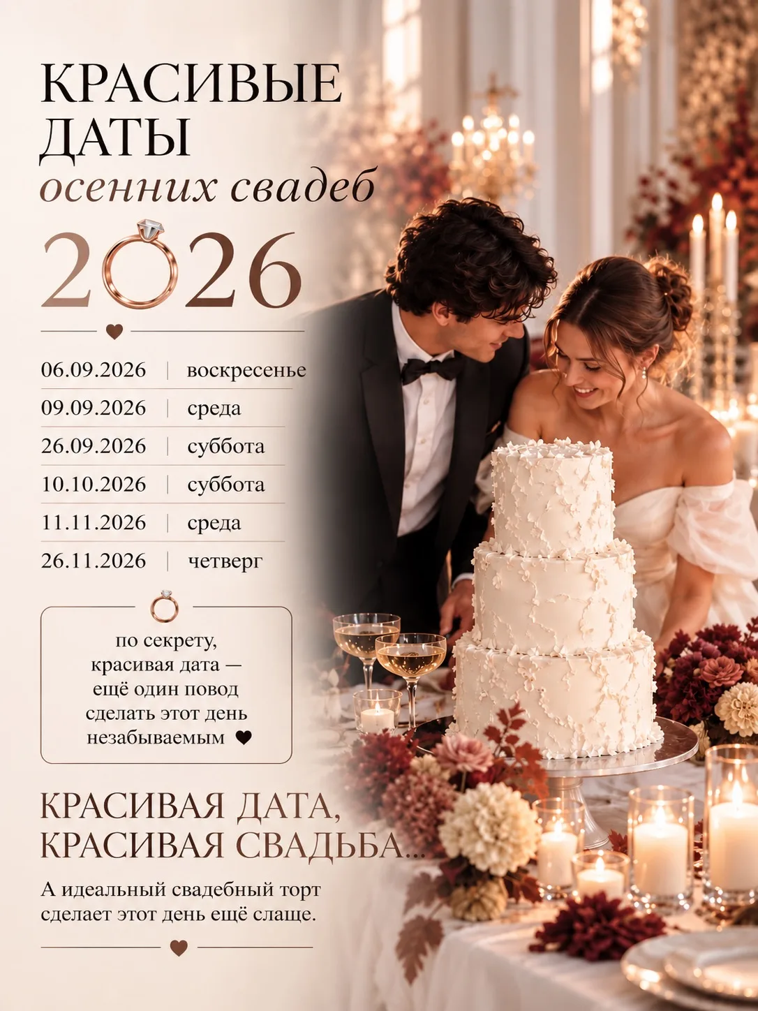 💍 КРАСИВЫЕ ДАТЫ ДЛЯ ОСЕННЕЙ СВАДЬБЫ 2026 🍂
