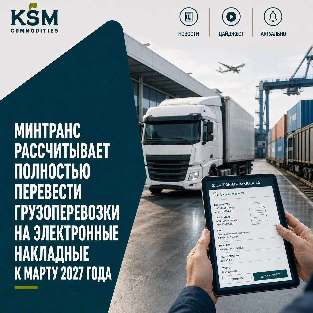 🚛 Минтранс рассчитывает полностью перевести грузоперевозки на электронные накладные к ...