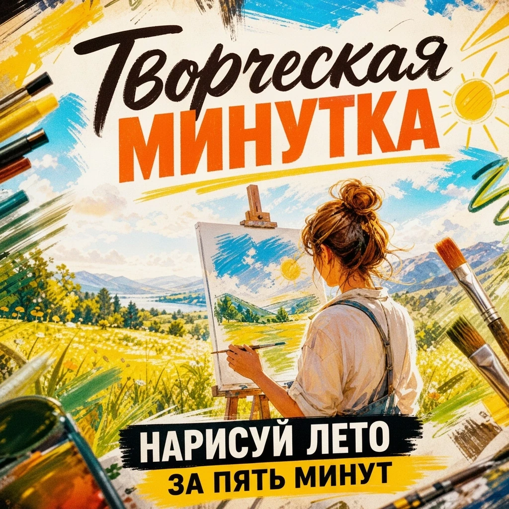 🌟 МИНУТКА ТВОРЧЕСТВА:🌟
поймайте лето на бумаге! 🎨
 
⌛️Всего пять минут — и у вас будет свой мален