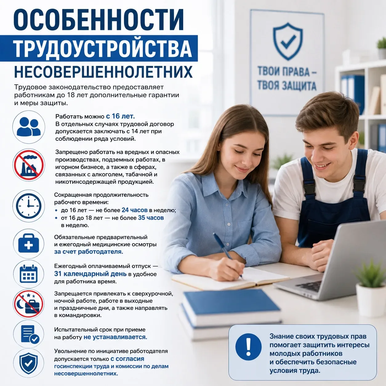 👩‍💼👨‍💼 Особенности трудоустройства несовершеннолетних

Трудовое законодательство предоставляет р